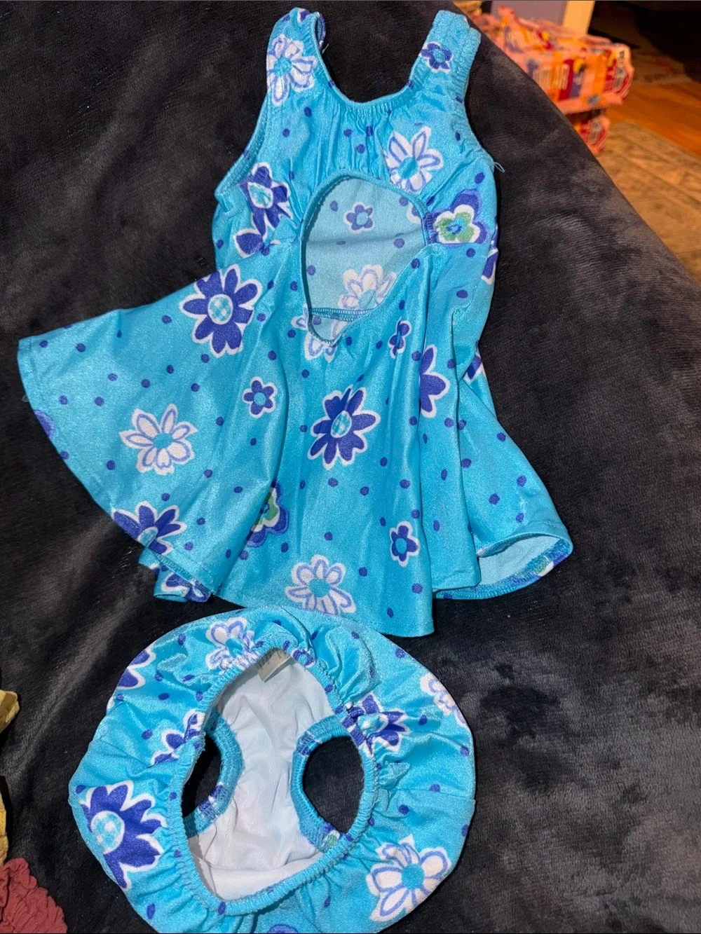 L.L. Bean Blue Floral Girls' Swim Dress and Bloomers